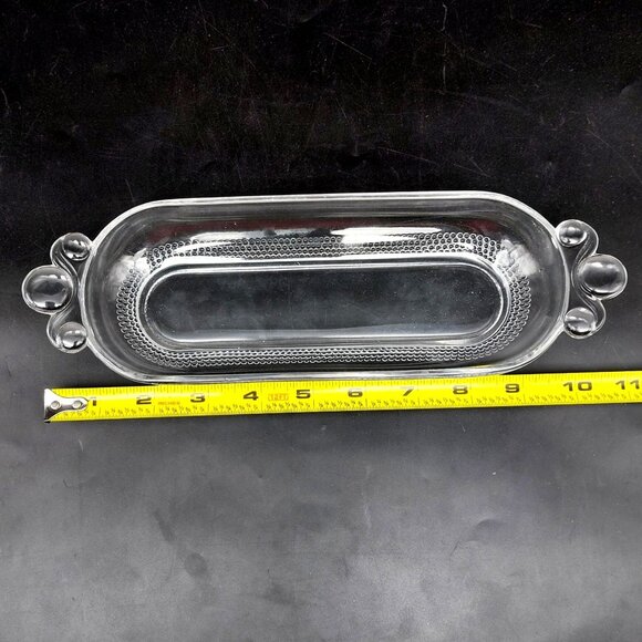 Vintage Duncan Miller Clear Glass Serving Tray With Decorative Handles - Picture 7 of 7